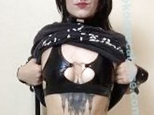 Handcuffed Cosplay Goth GF Teaser Grinding and Riding
