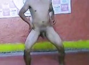 amateur, adolescente, latino, masaje, corrida-interna, bailando, a-solas, gimnasio, morena, tatuaje