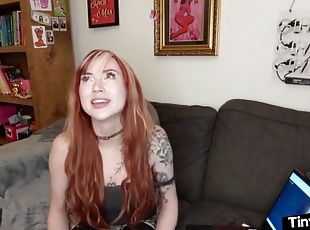 SPH tattooed solo girl talks dirty about poor little cocks
