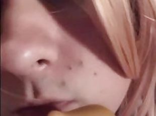 Pink Haired Fem Cutie Loves Sucking Large Cock